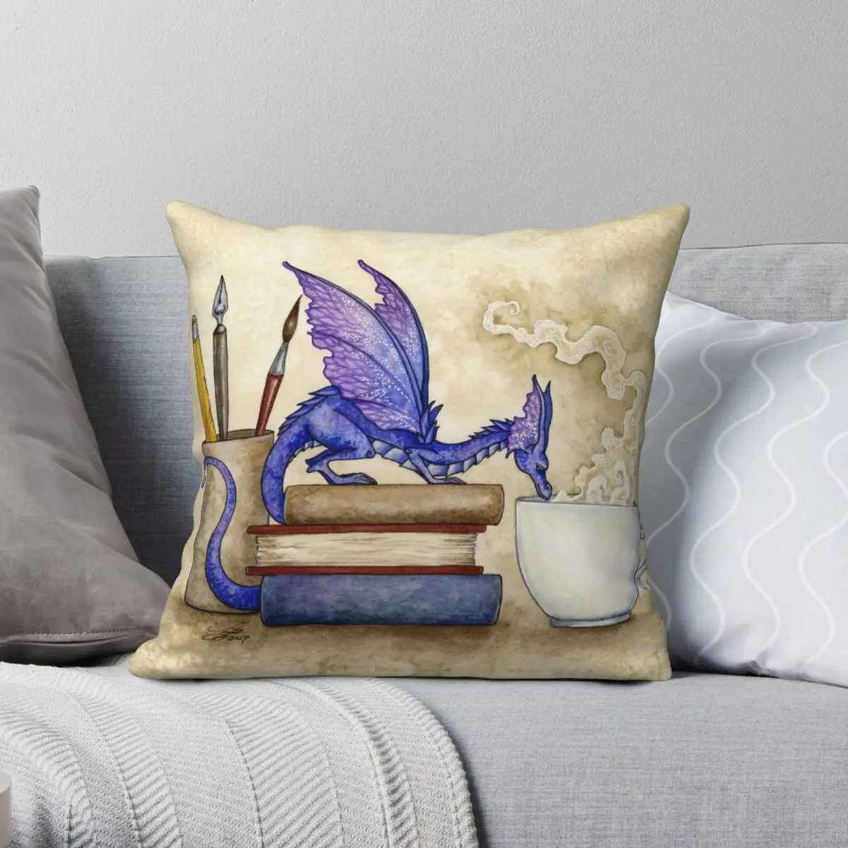 

What's In Here Square Pillowcase Polyester Linen Velvet Printed Zip Decor Throw Pillow Case Home Cushion Cover