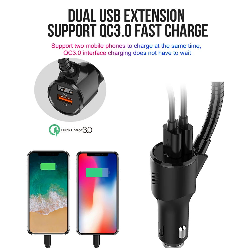 Bluetooth 4,2 автомобильный комплект MP3 FM передатчик музыка TF карта DC12-24V QC 3,0 Быстрая зарядка 3.1A гарнитура стерео прикуриватель