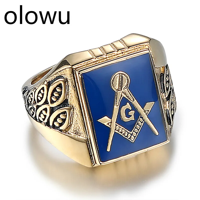 Кольцо olowu мужское винтажное золотое из нержавеющей стали|Кольца| |