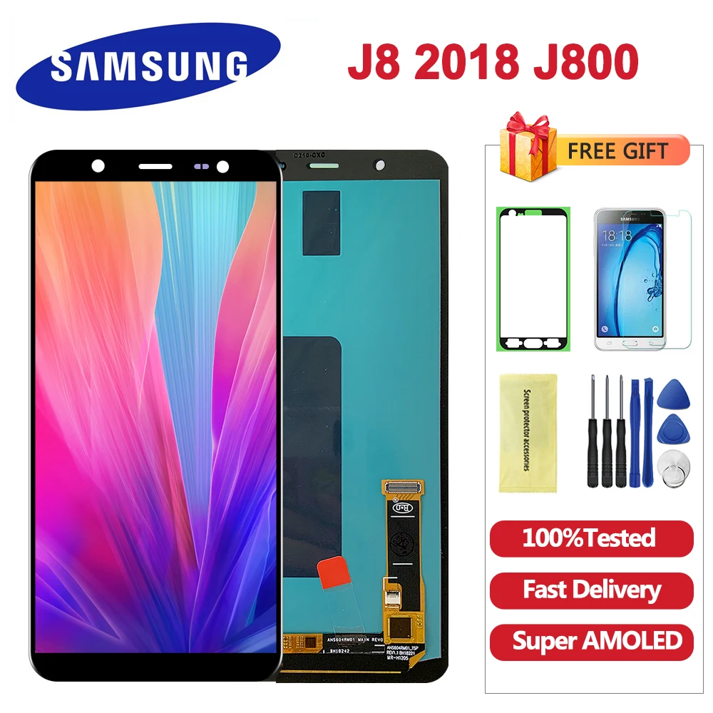 ЖК-дисплей 6 0 дюйма Super AMOLED для Samsung Galaxy J8 2018 J810 J810FN дисплей с сенсорным экраном и