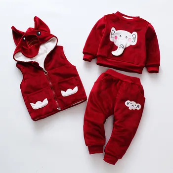 

Christmas Childrens Winter Suit Baby Girl Clothes Vest + Coat + Pant 3 Picecs Boy Set Cartoon Clothes For Girls For 1-4 Age