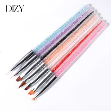 

DIZY 7Pcs/Set Nail Art Crystal With Rhinestone Pull Line Pen Smudge Painted Nails Brush Liquid Powder Carving Gel Brush Manicure