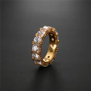 

5MM 1 Row Solitaire Tennis Men's Ms Ring Copper Charm Gold Silver Color Cubic Zircon Iced RING Fashion Hip Hop Jewelry