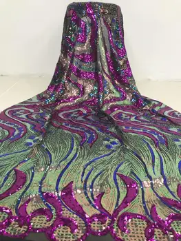 

Gold French Net Lace Fabric 2020 Latest African Fabric With Embroidery Mesh Tulle Lace Milk Silk Fabric High quality Nigerian
