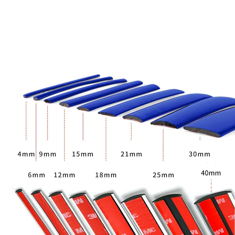 Blue Car Window Decoration Protector  PVC Strip Chrome Styling Auto Window Edge Chrome-plated Moulding Trim Strip Automobiles