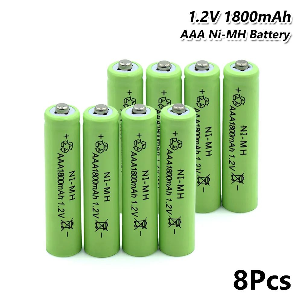 8pcs 4/8/12 шт Лидирующий бренд зеленый Aaa 1,2 V Перезаряжаемые Батарея 1800 мА/ч, предварительно/Stay заряда металл-гидридных или никель клетки батареи HR03, lr03 aaa - Цвет: 8pcs