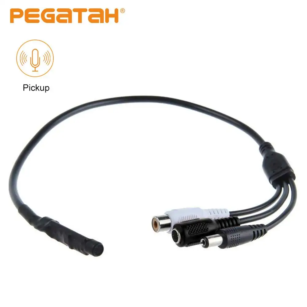  DC 9-14V Sound Monitor Audio Pickup Mini Pickup Audio Microphone RCA Power Cable for Cctv Security  - 4.00045E+12