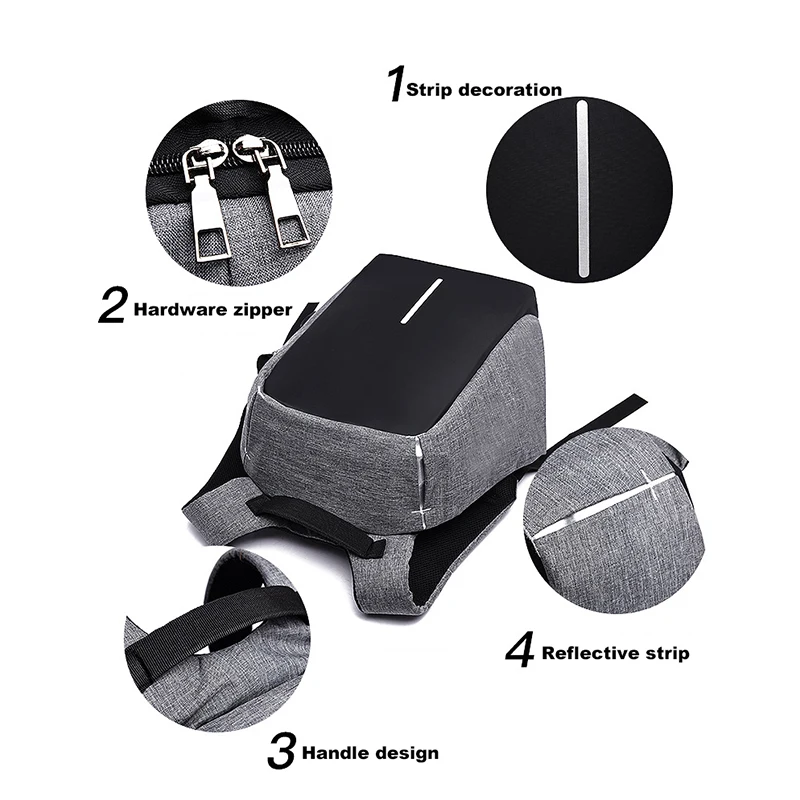 Anti-theft Backpack Bag 15.6 Inch Laptop Men Backpack Waterproof Business USB Charger Rucksack Travel Backbag School Backpack