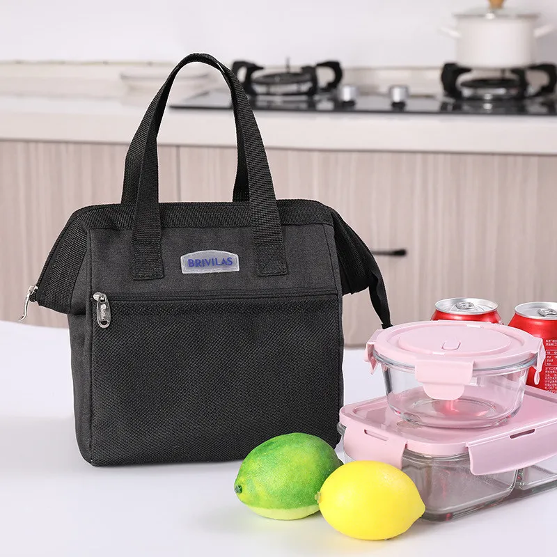 1 Simple Lunch Bag Cotton Frog Mouth Food Picnic Ice Bag Insulated Tote Cooler Bag Thermal Child Big Capacity Women Aluminum Foil - Цвет: 1