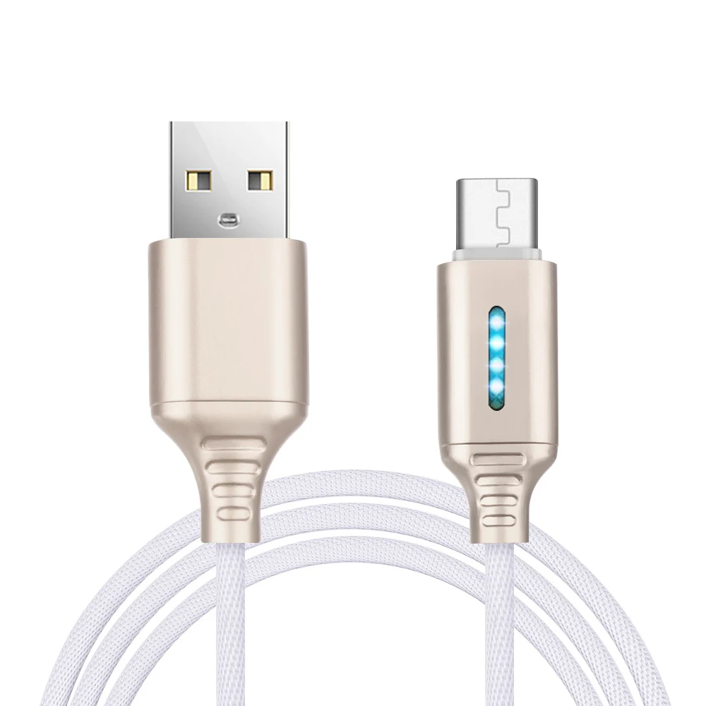 1 шт., 1 м, usb кабель для зарядки и синхронизации данных, нейлоновый кабель с защитой безопасности, обновленный автоматический отключаемый светодиодный светильник, аксессуары USB - Цвет: Android white