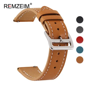 

Leather Watchband 18 20 22 24MM for Samsung Galaxy Watch Active2 S2 S3 Amazfit Huawei GT 2 Quick Release Bracelet Band Strap