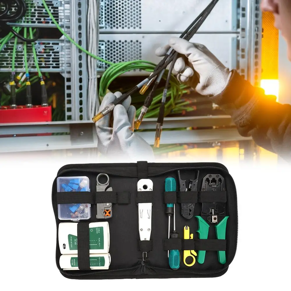 

14pcs Portable Household Repair Hand Tool Combination Set Network Cable Combination Network Installation Kit Cable Pliers Set