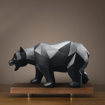 

Sculpture Decoration Modern Home for Decoration Jewelry Crafts Statue Resin Gift Simple European Geometric Polar Bear Animal