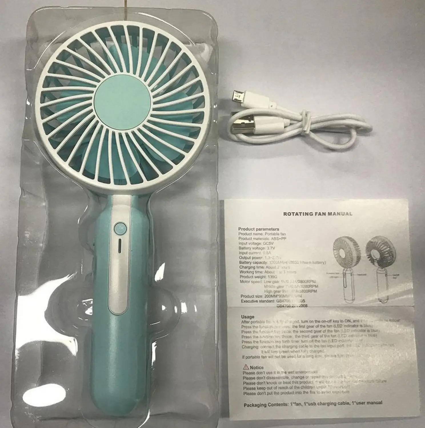 Higere Handheld Mini Fan Portable Fan Mute Cooling Fan USB Rechargeable Desktop Fan