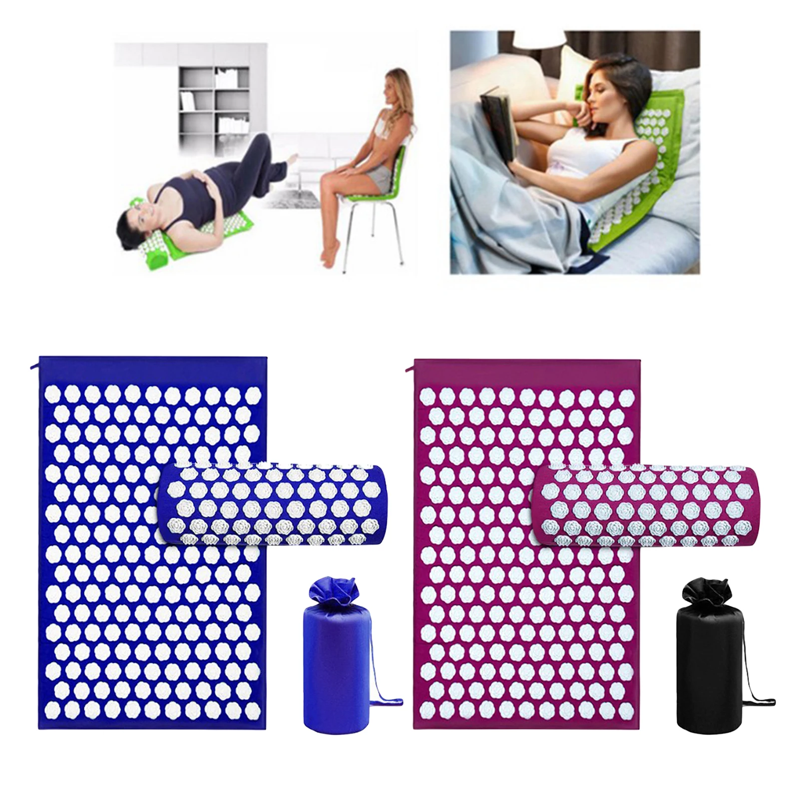 Trigger Point Therapy Acupressure Mat and Pillow Set for Back Neck Pain Relief Relieves Stress