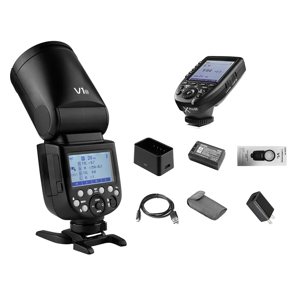 Godox V1N беспроводная 2,4G камера вспышка фотовспышка вспышка для фотосъемки круглая головка Fresnel зум для Nikon видеокамеры+ Xpro-N i-ttl вспышка триггер