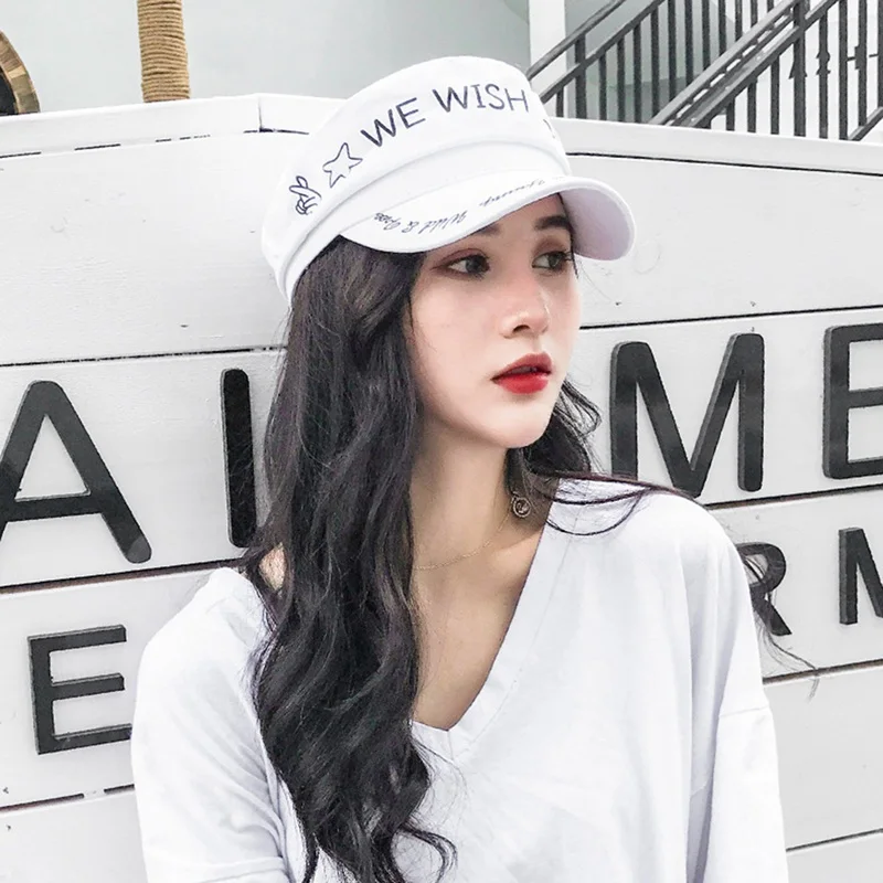 

54-58cm Women Cotton Berets Winter Autumn Octagonal Beret Caps Letter Hats Mult- Color Female Beret Hats 2020