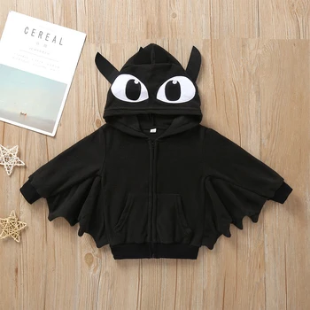 

Baby boy hoodie baby boy costume Halloween bat clothing jacket black long sleeve zipper shirt 2020 new