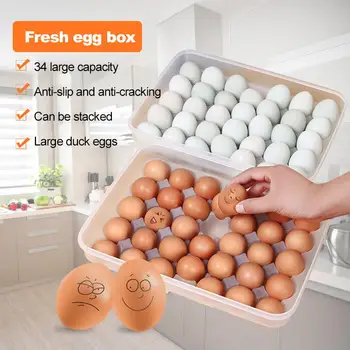 

34 Grids Plastic Egg Storage Box Transparent Case Portable Wild Picnic Egg Organizer Kitchen Fridge Arrange Accessories