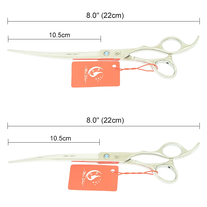 8," профессиональные японские 440C ножницы для ухода за домашними животными ножницы для стрижки животных тонкие изогнутые ножницы с расческой HB0247