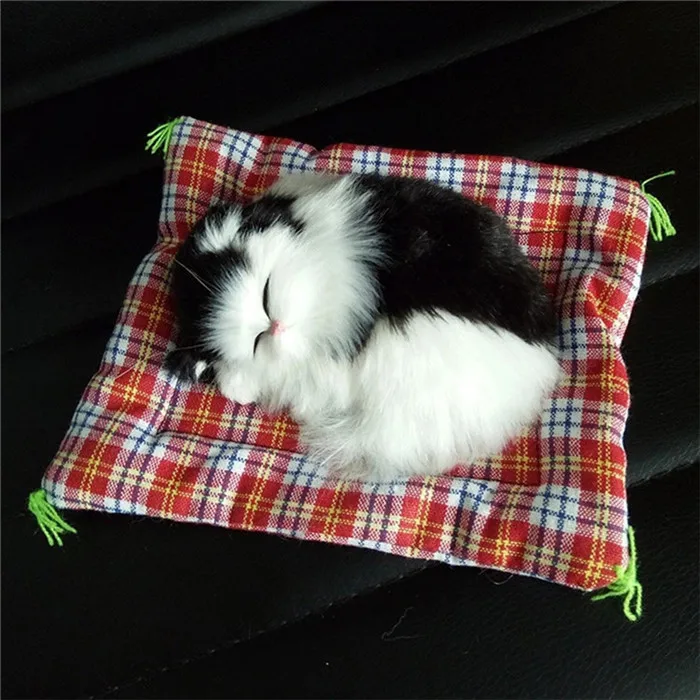 White and black Дети девочка кошка подарок с животным игрушкой плюшевая жизнь игрушка плюшевые игрушки прекрасный симулятор кукла звук день рождения плюшевые дети настоящий спящий - Цвет: White and black