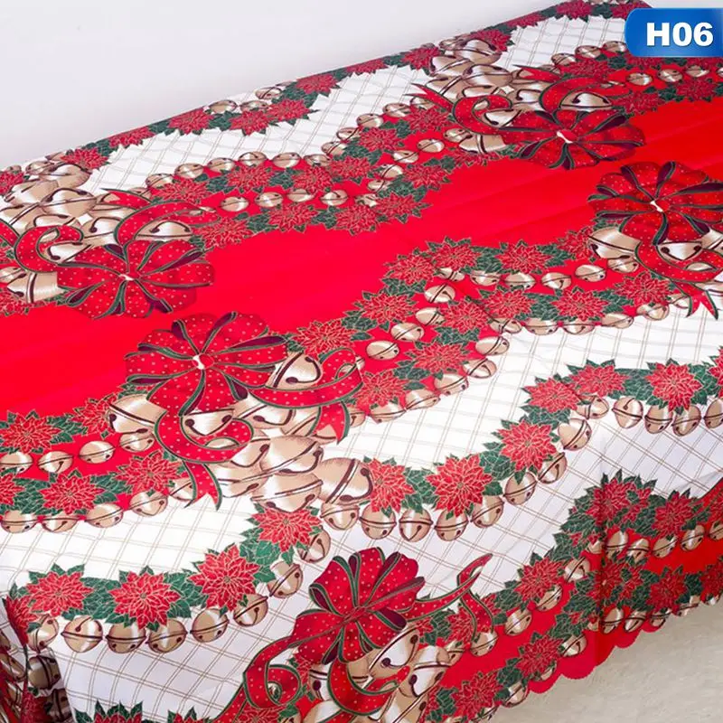 Рождественская скатерть, прямоугольная скатерть, свадебные, вечерние, для дома, из полиэфирной ткани, Рождественская, праздничная, столовая скатерть - Цвет: H06