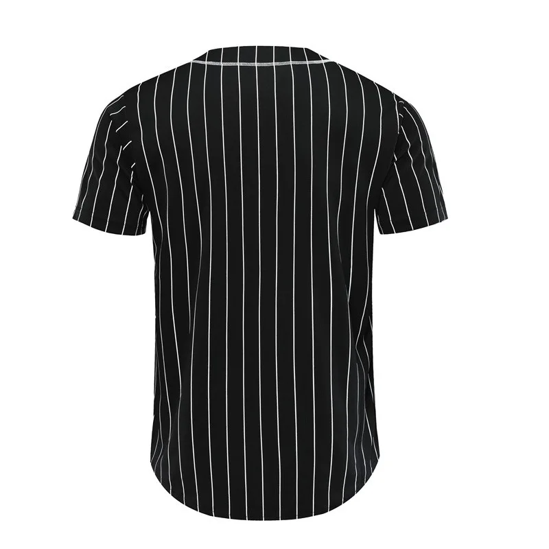 Индивидуальный номер бейсбольный Джерси для мужчин в полоску короткий рукав уличный хип хоп бейсбольный топ рубашки на пуговицах кардиган черно-белая спортивная рубашка
