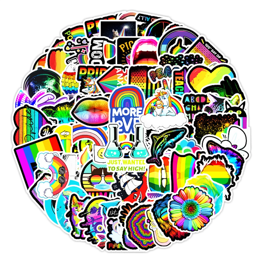 

100pcs Lovely Colorful Rainbow Ins Style Graffiti Scrapbook Stickers for Notebook libretas Bike Helmet Car Waterproof Sticker