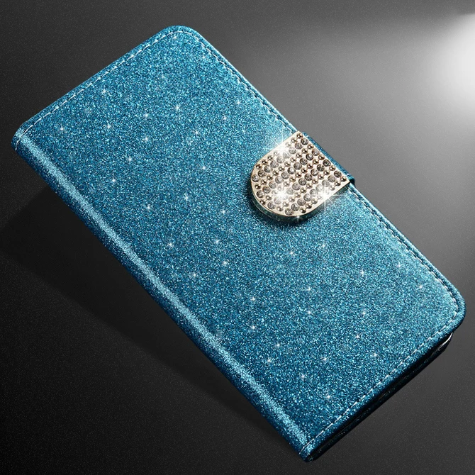 Роскошный модный, с украшениями в виде бриллиантов блестящий для zte Blade A7 L8 A3 A5 чехол для zte Nubia Z17 mini miniS кожаный чехол для мобильного телефона - Цвет: Blue diamond