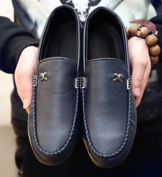 Классическая мужская повседневная обувь; коллекция года; сезон весна-осень; мужские лоферы; модные кроссовки; кожаные дышащие слипоны; обувь для вождения; фирменный дизайн - Цвет: Y9 black
