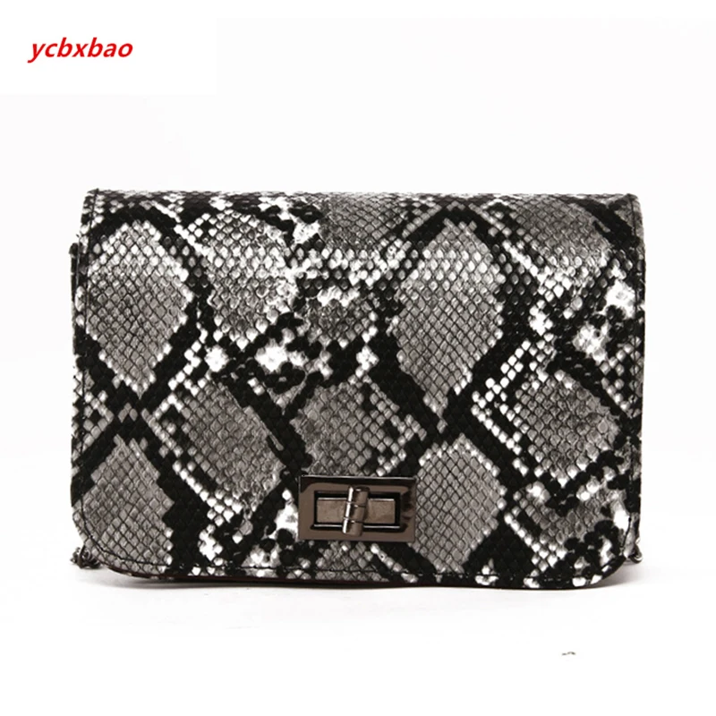 

Small Snake Print Shoulder Bag Messenger Handbags for Women PU Leather Flap Bag Serpentine Chain Bags Bolsas Mujer Sac A Main