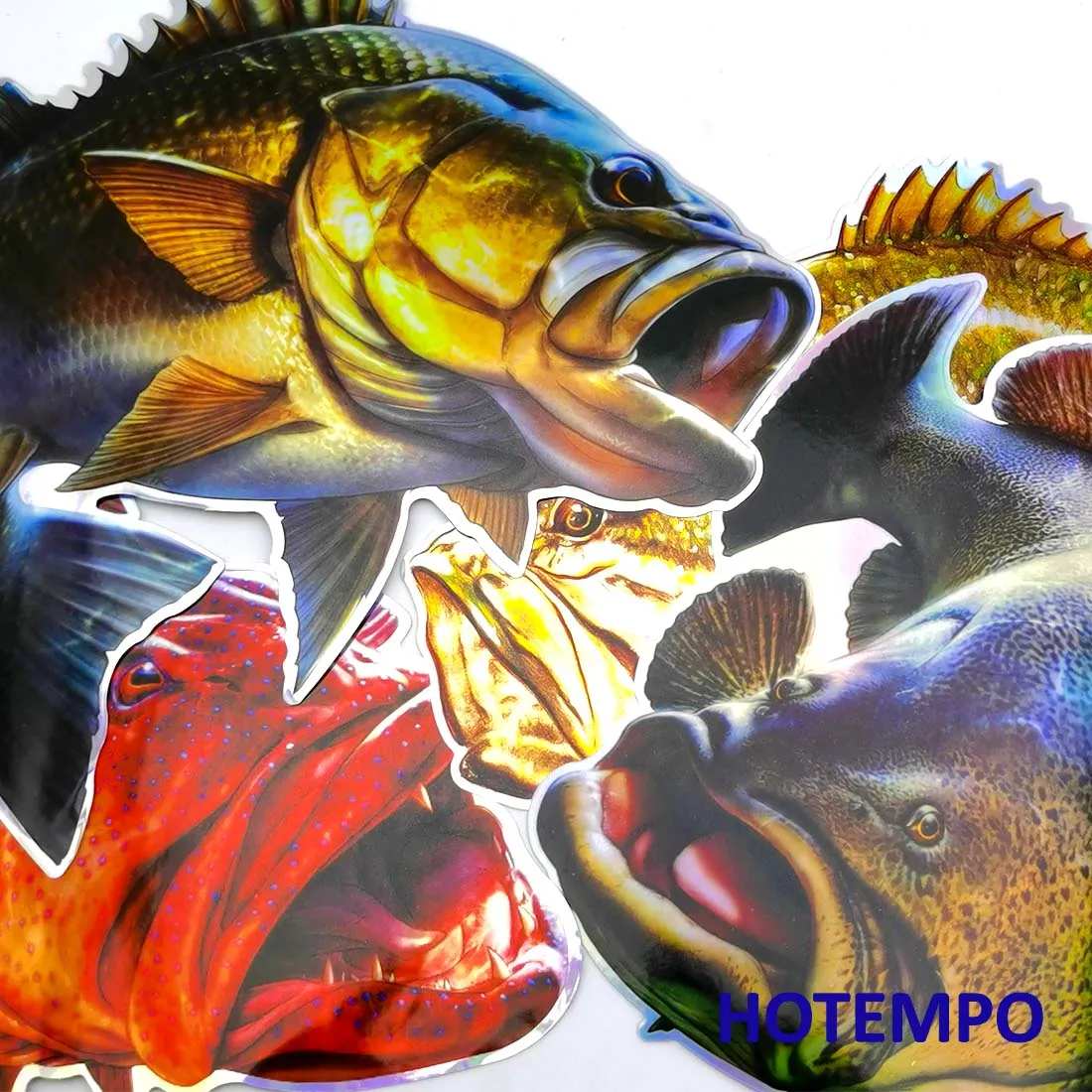 20cm Big Size Laser Dazzle Light Large Mouth Bass Giant Grouper Fish Fishing Stickers Boat Car Styling Waterproof Decal Stickers