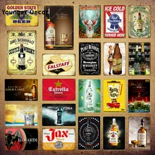 Falstaff пивные металлические знаки виски табличка вина винтажные настенные Стикеры для бара паба клуба Декор человек пещера декоративные тарелки YI-069