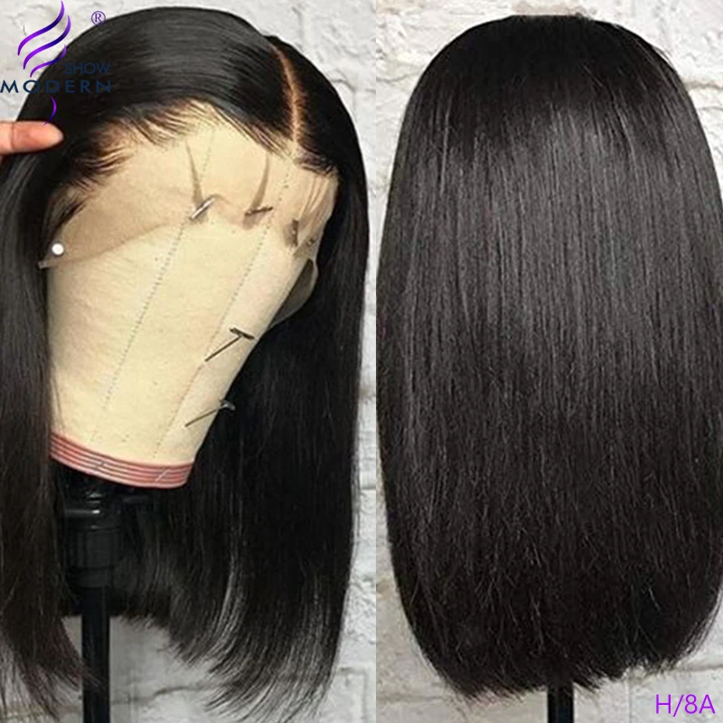 Modern Show Human Hair Short Bob Straight Wigs 13 4 Lace Front Wigs Brazilian Remy Hair 130 Density Pre Plucked Human Hair Lace Wigs Aliexpress
