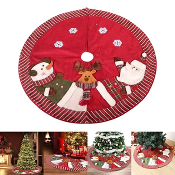 

Christmas Tree Skirt Cute Santa and Snowman Dolls Design Tree Skirt Plush Xmas Tree Skirt Tree Decoration for Christmas E2S