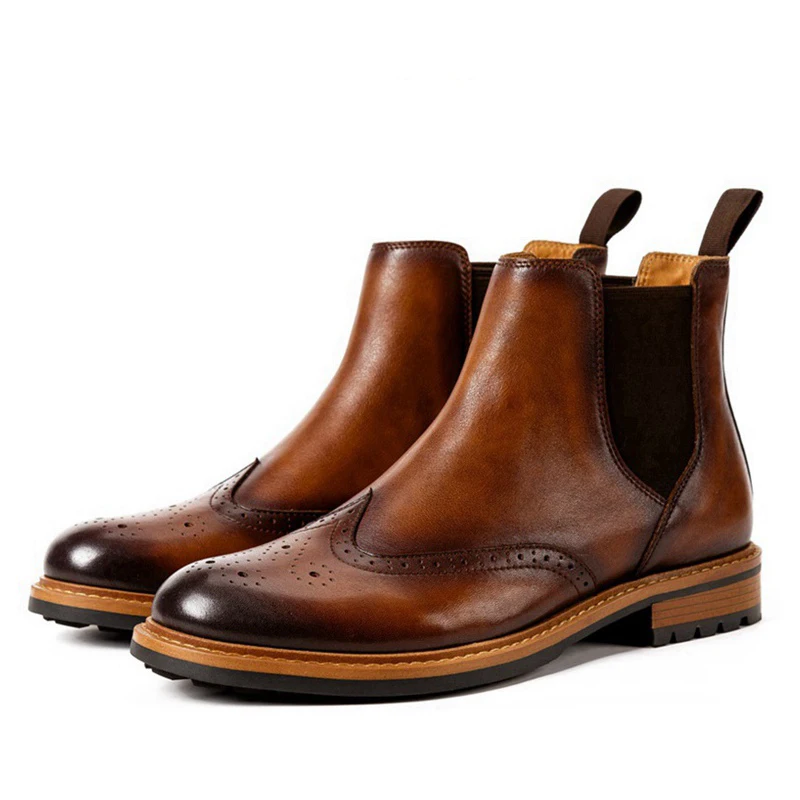Мужские ботинки челси высокого качества в стиле милитари для верховой езды из натуральной кожи с круглым носком; мужские Ботильоны ручной работы в стиле ретро; SS620