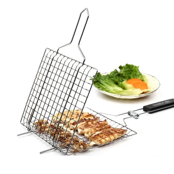 

53.5x23x2.5cm BBQ Grilling Basket Stainless Steel Nonstick Barbecue Grill Basket Tools Grill Mesh for Fish Tool Accessories