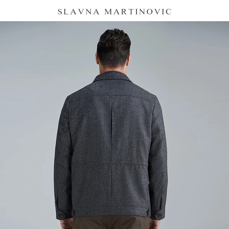 Slavna Martinovic Новая Мужская охотничья ретро куртка короткая чистая шерсть среднего возраста Повседневная Деловая куртка высокое качество мужские куртки