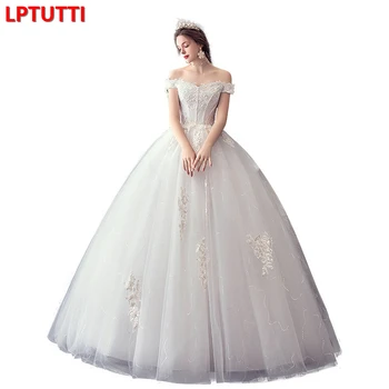 

LPTUTTI Sequins Lace New Plus Size Princess Bridal Marriage Gown Bride Simple Party Events Long Luxury Wedding Dresses