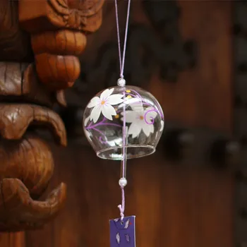 

16pcs/pack 8*7cm Purple Flower Series Hand Painting Glass Windchime Friend Gift Windchime Hanging Decorative