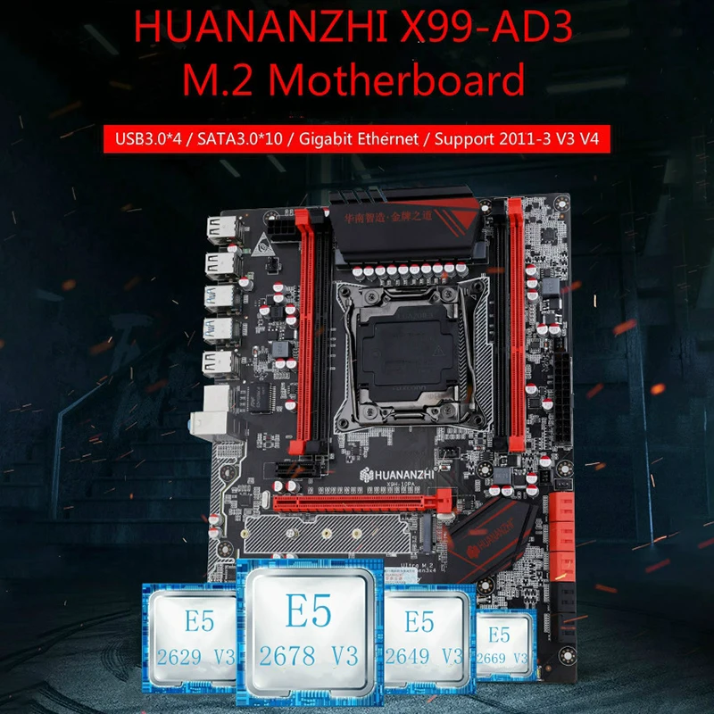 HUANANZHI X99 LGA2011-3 Motherboard with M.2 NVMe Slot Motherboard with CPU Xeon E5 2678 V3 SR20Z 12 Core 24 Thread