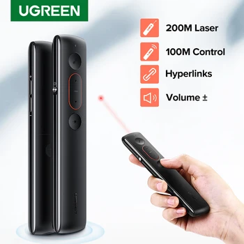 

UGREEN Presenter Laser Pointer USB Remote Control Red Laser 100m Range For Mac Win 10 8 7 XP Projector PowerPoint PPT Presenter