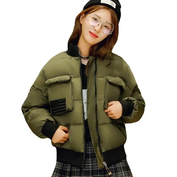 

New Arrival Winter Jacket Women O neck Cotton Padded Korean Style female Jackets zip fur collar women down Jacket