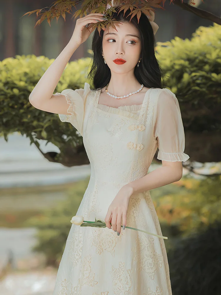【ROTATE】★CHIFFON PUFF SLEEVE DRESS シフォンドレス 2311320CK1_FYR_1444_grande.jpg