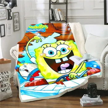 

3D Print SpongeBob Throw Blanket Cartoon Sherpa Blanket Home Textile Fleece Blanket Picnic Travel Fluffy Blanket Sofa Blanket