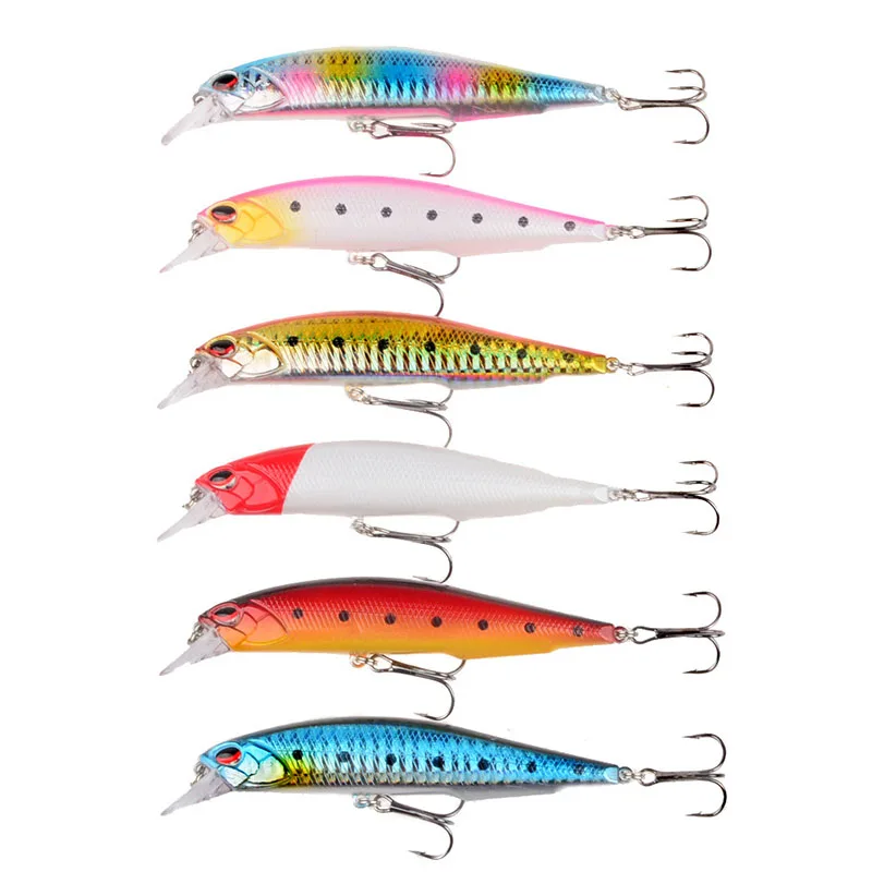 

6# With Sharp Hook 6Pcs/set 14g/11cm Sea Fishing Lures Outdoor Stream Freshwater Artificial Hard Bait 3D Eye Bionic Bait