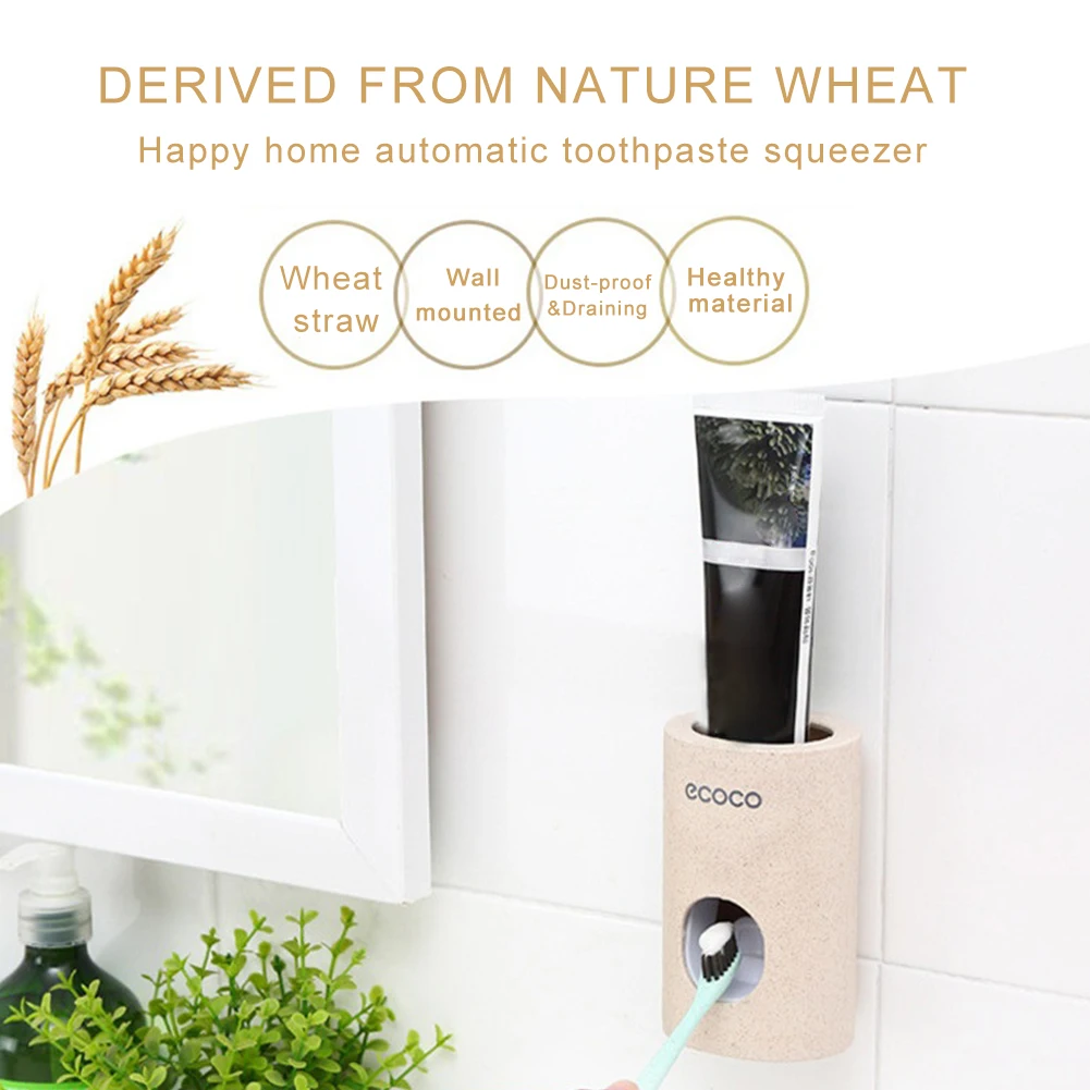 

Bathroom Accessories Automatic Toothpaste Dispenser Dust-proof Toothbrush Holder Wall Mount Bathroom Set Toothpaste Squeezer