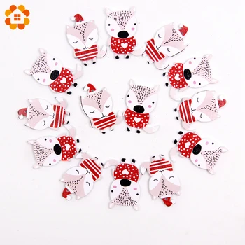 

24PCS Cartoon Squirrel Wooden Supplies With Rope Wood Pendants For Christmas Party Xmas Tree Ornaments Kids Gifts Decorations