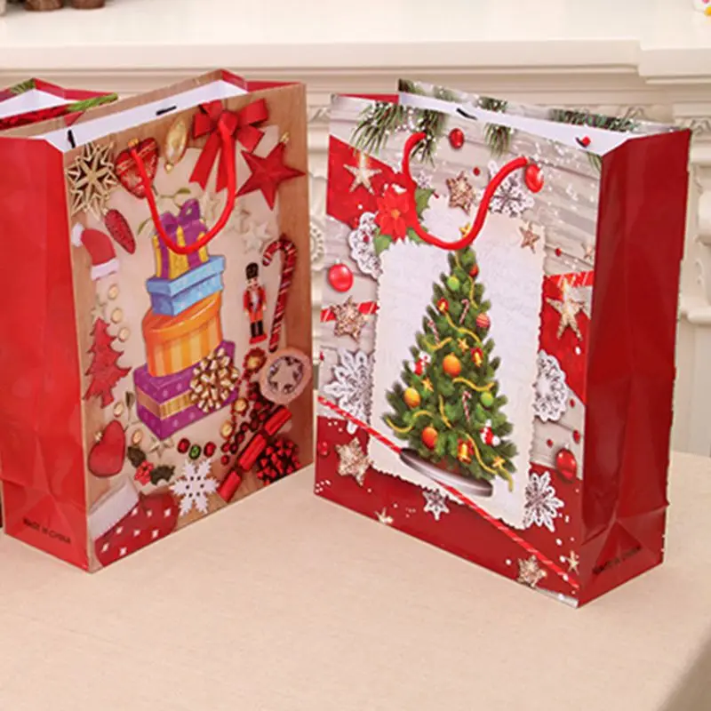 

12pcs Christmas Gift Bags Santa Socks Tree Paper Carrier Present Shopping Bag 425D