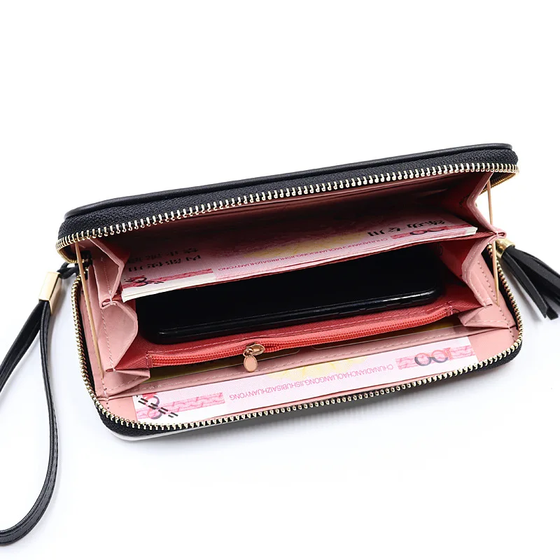 Women's Wallet with Zippered Wallet Card Holder Patchwork Women Long Wallet Ladies Tassel Short Coin Purse Women's Wallet with Zippered Wallet Card Holder Patchwork Women Long Wallet Ladies Tassel Short Coin Purse